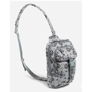 Vera Bradley Backpack Womens Utility Sling Bag Plaza Floral Grey Day Adventures